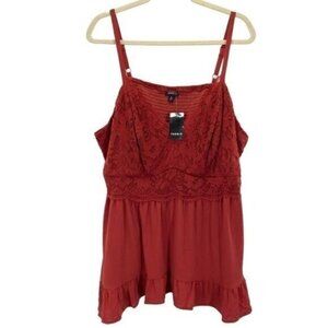 Torrid Babydoll Crinkle Gauze And Lace Tank Top